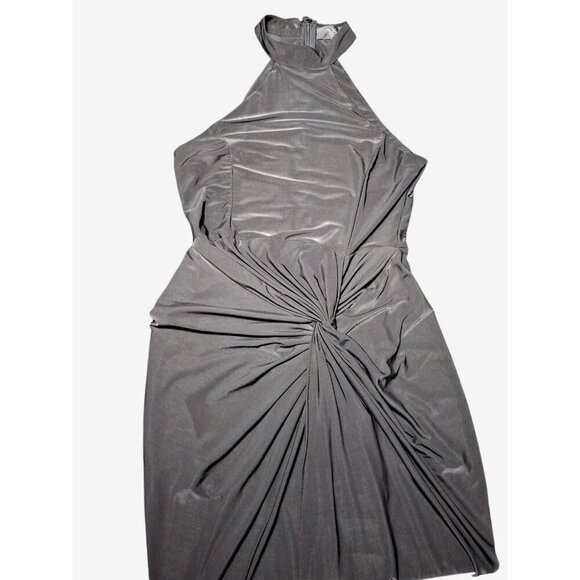 AX Paris Black Halter Maxi Dress, Size 12 - Ruched Draped Evening Gown - Picture 8 of 13